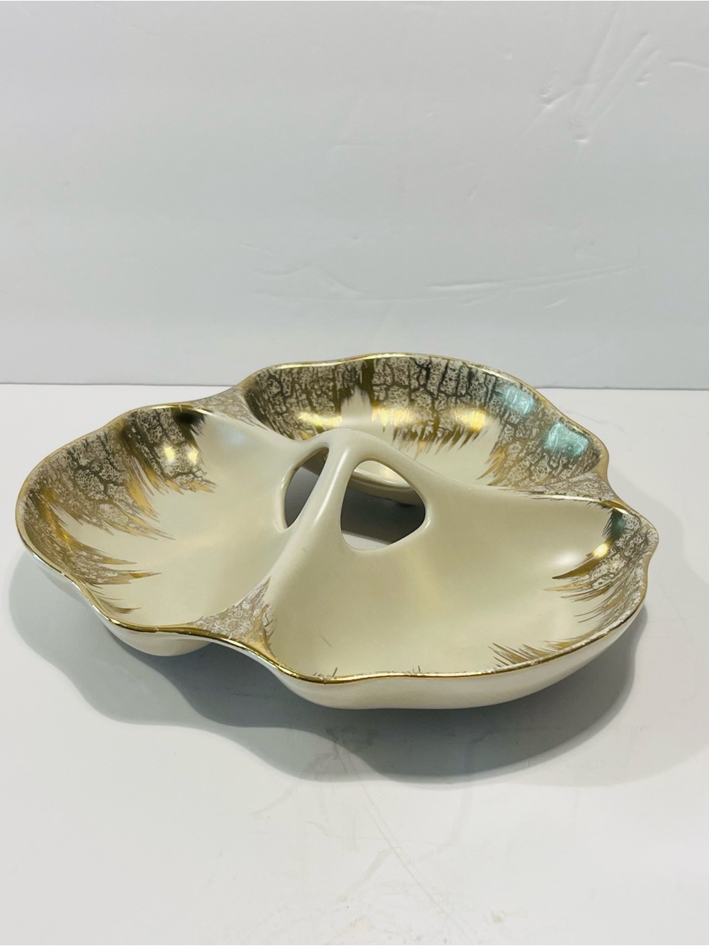 Vintage Dumler & Breiden Divided Dish West Germany Gold Trim 8.5”